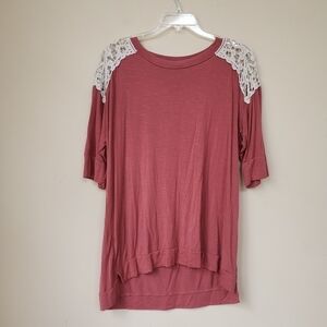 JODIFL Pink Crochet Shoulder Blouse